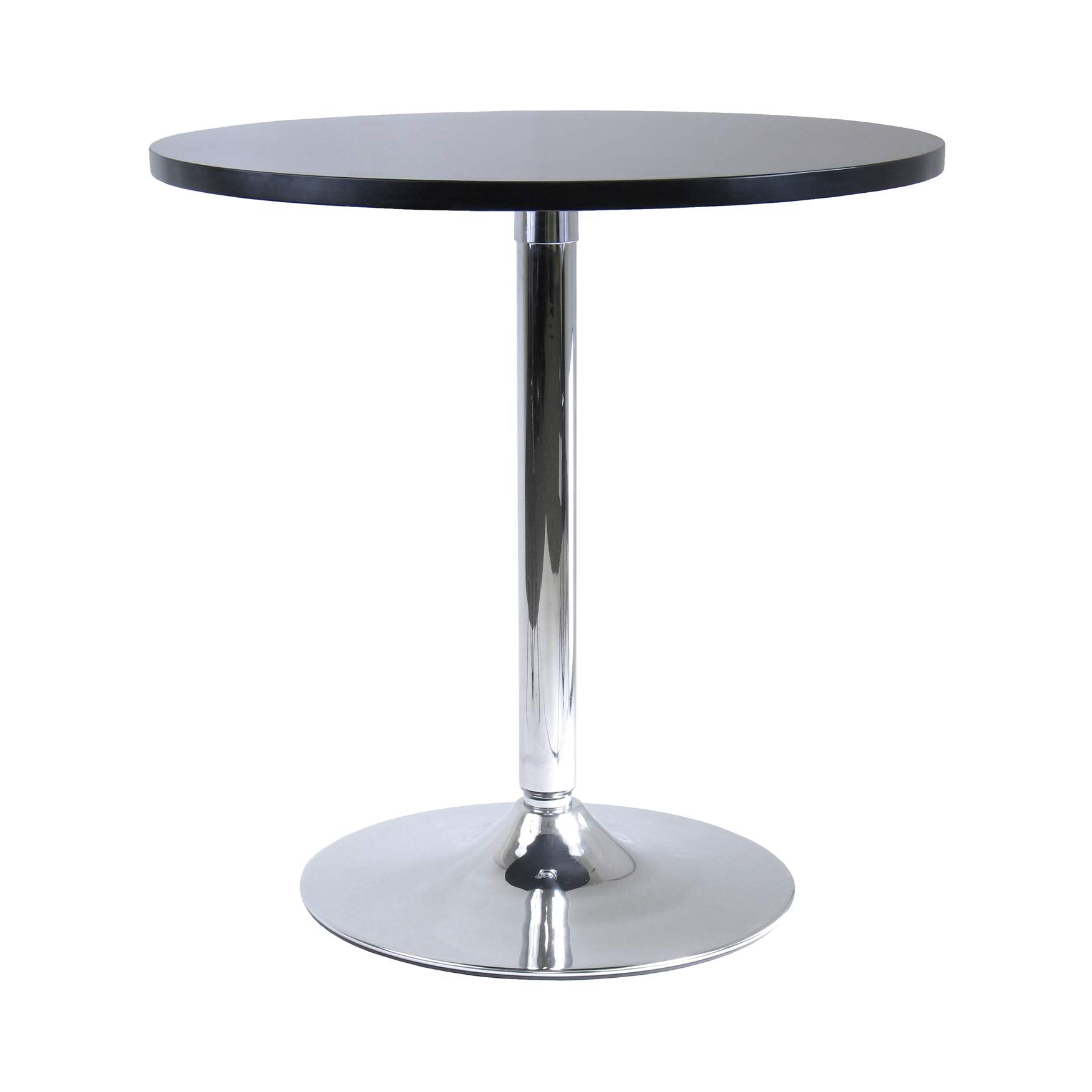 TABLE | CasaFoyer  Wood Spectrum Dining Table | Modern Style | Compact & Elegant | 28.7 Diameter | Sturdy Black Wood Top | Chrome-Plated Steel Base | 29.5 Height | 50lbs Weight Capacity | Easy Assembly | 60-Day Replacement | casafoyer.myshopify.com