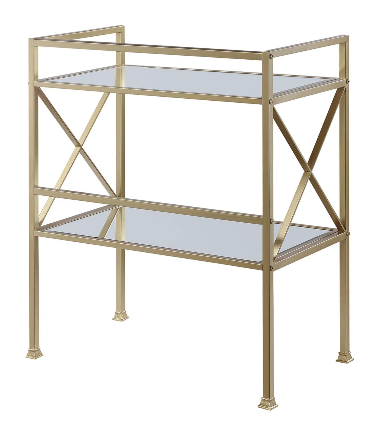 Dining Table | Ergode Gold Coast Bar Hall Table with Shelf | Contemporary Design | Mirrored Tiers | Durable Gold Powder Coated Metal | Versatile Use | Easy Assembly | casafoyer.myshopify.com