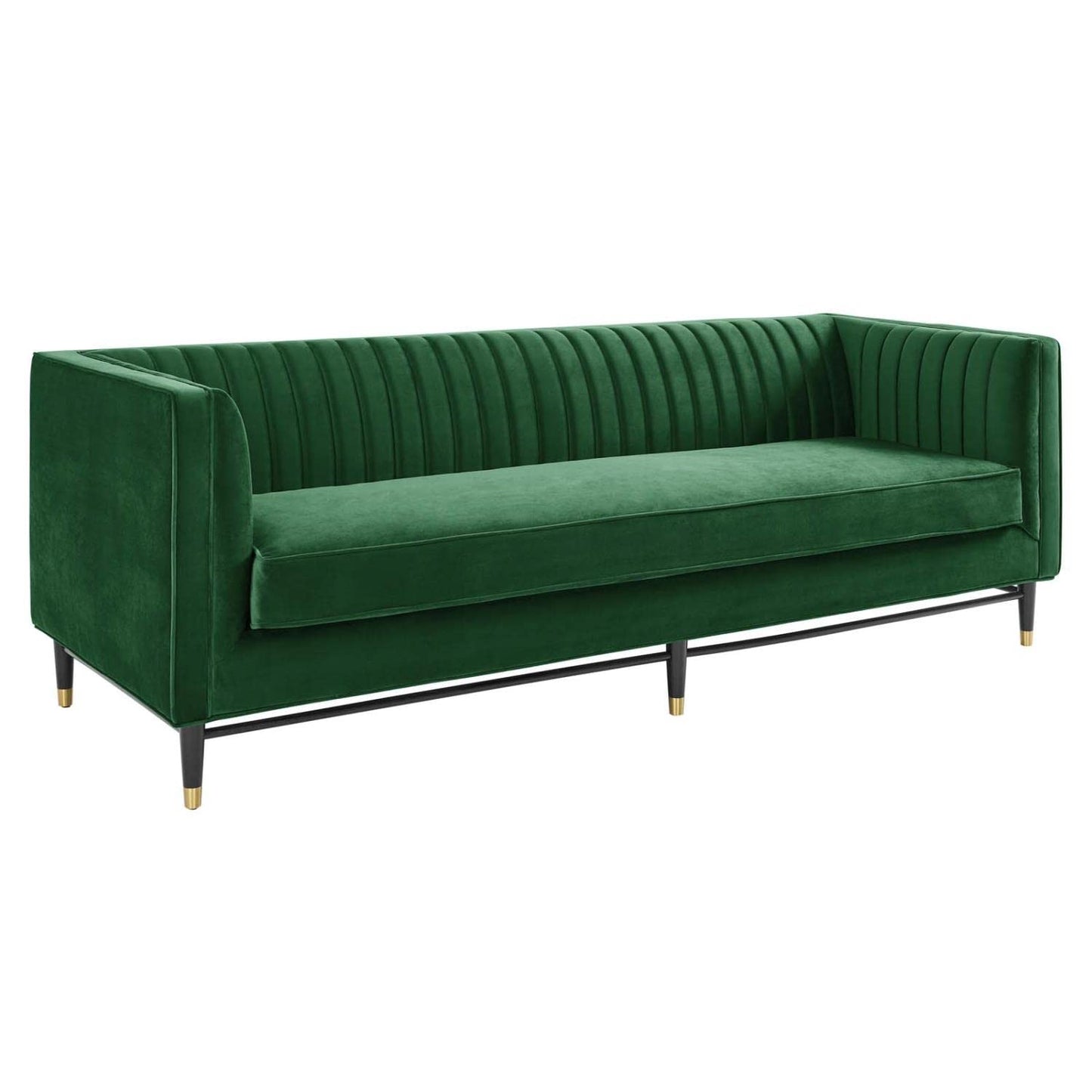 sofas | CasaFoyer Devote Channel Tufted Performance Velvet Sofa | Retro Design | Stain-Resistant | Luxurious Seating | Emerald | casafoyer.myshopify.com