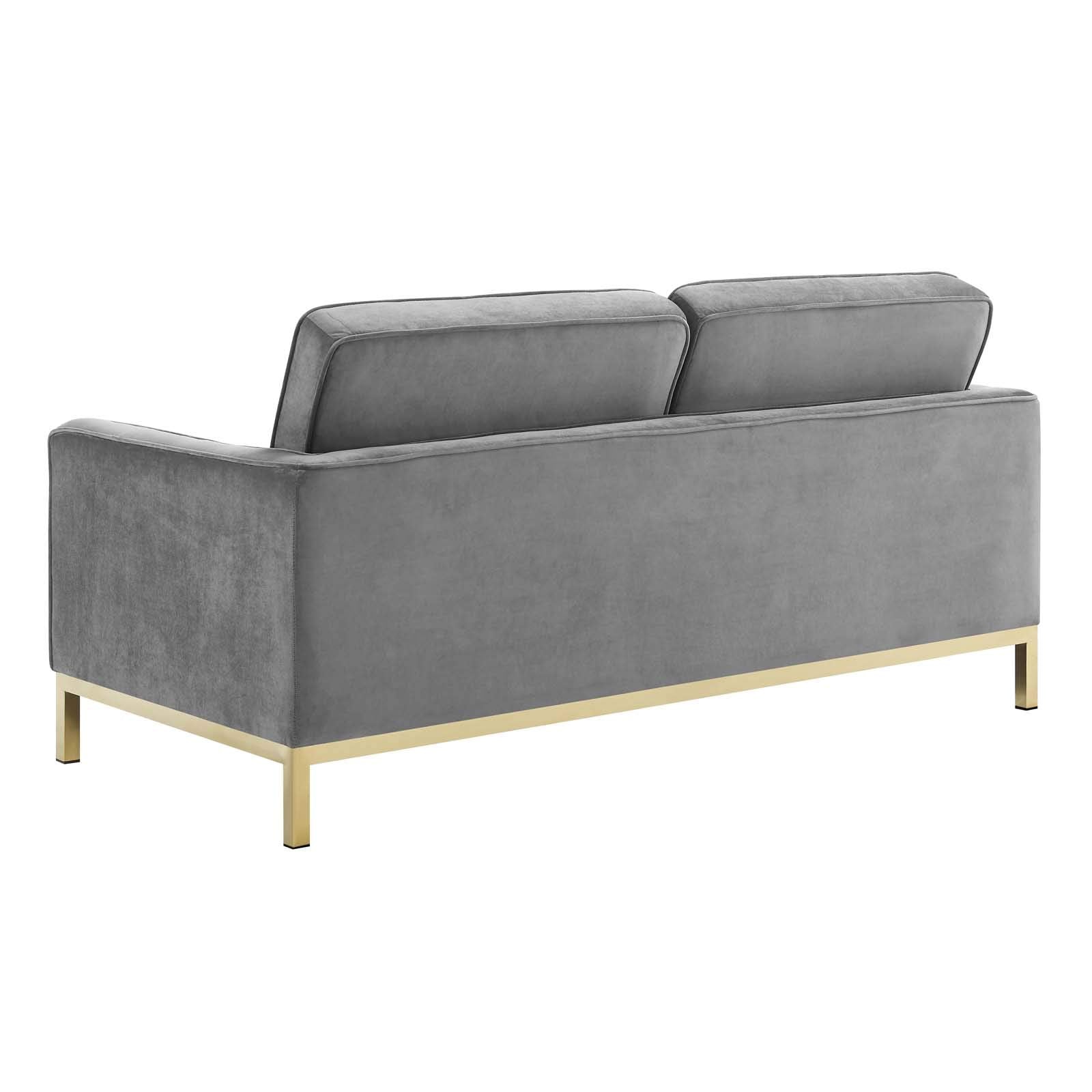 home office desk chairs | CasaFoyer Loft Button Tufted Performance Velvet Loveseat | Retro Modern Style | Durable Upholstery | Gold Stainless Steel Legs | Supports up to 600 lbs | casafoyer.myshopify.com