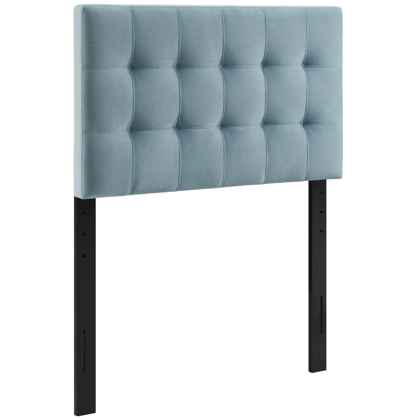 Bed | CasaFoyer Lily Biscuit Tufted Performance Velvet Twin Headboard | Elegant Plush Vintage Look | Stain-Resistant | Adjustable Mounting | Light Blue | casafoyer.myshopify.com
