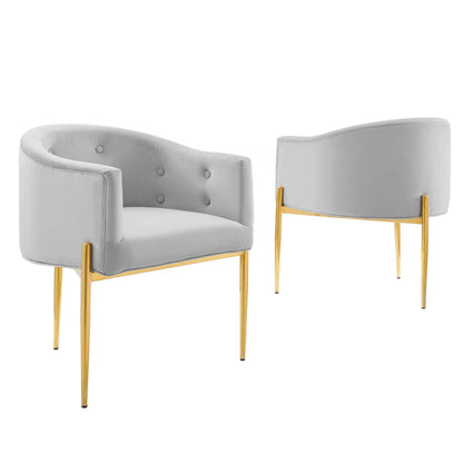 sofa tables | Ergode Savour Tufted Performance Velvet Accent Armchairs | Set of 2 | Stain-Resistant | Comfortable Seating | Chrome Gold Legs | casafoyer.myshopify.com