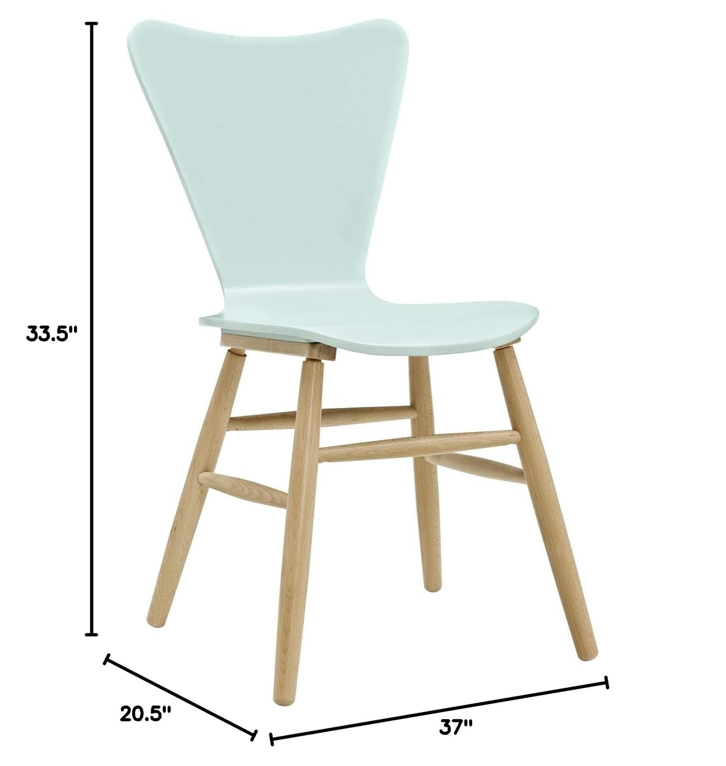 home office desk chairs | CasaFoyer Cascade Dining Chair Set of 2 | Mid-Century Modern Style | Contoured Seat | Flared Back | Beechwood Legs | Light Blue | casafoyer.myshopify.com