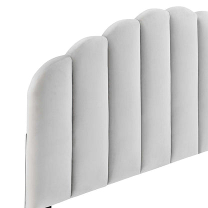 headboards | CasaFoyer Veronique Channel Tufted Scalloped Performance Velvet King/California King Headboard | Timeless Vintage Glamour | Stain-Resistant Upholstery | Adjustable Height | Elegant Design | casafoyer.myshopify.com