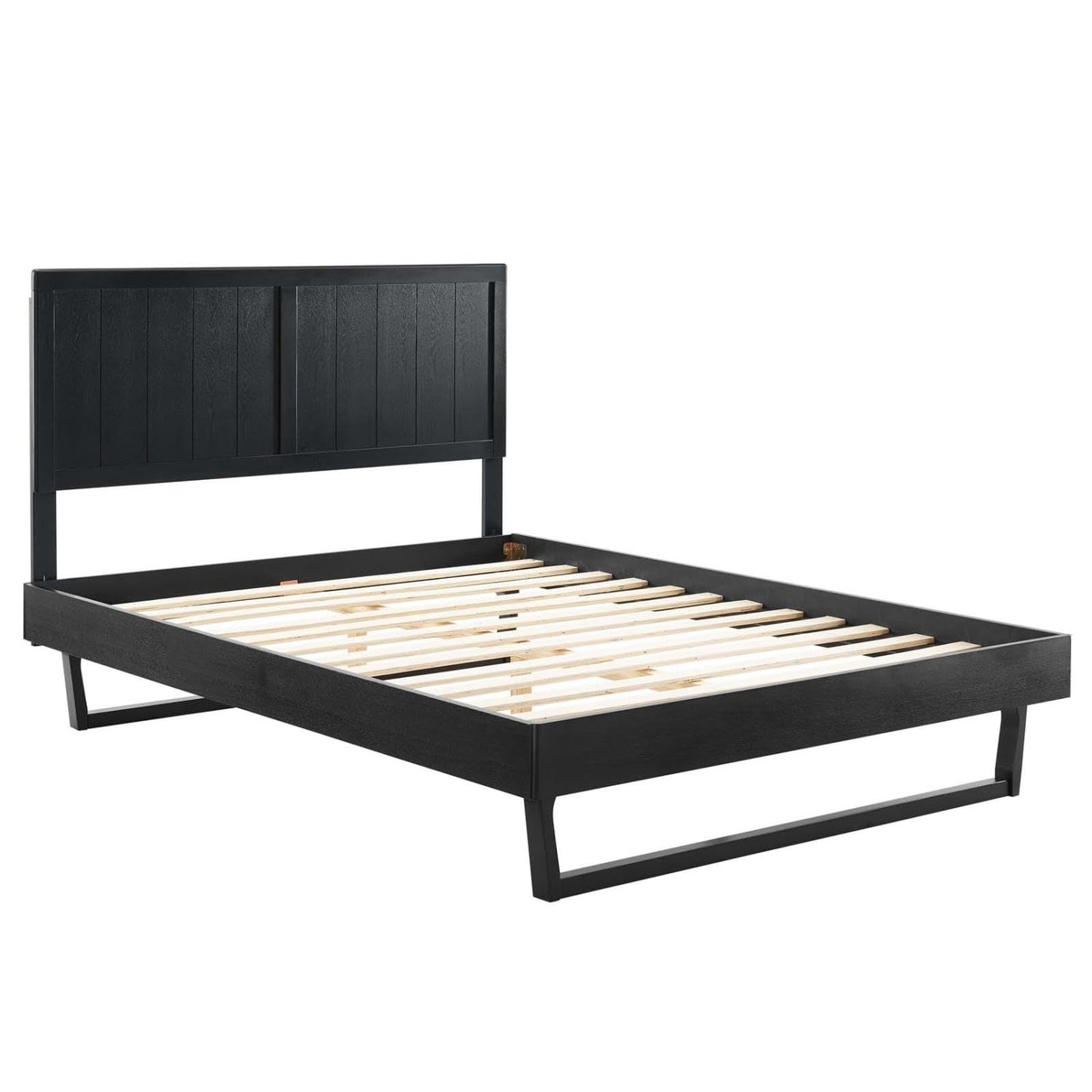 bed frames | CasaFoyer Alana Wood Queen Platform Bed | Mid-Century Design | Wood Paneling | Sturdy Frame | No Box Spring Needed | Easy Assembly | Black | casafoyer.myshopify.com