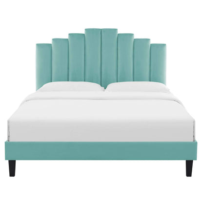 adjustable bed bases | CasaFoyer Elise Performance Velvet Queen Platform Bed | Glamorous Deco Style | Stain-Resistant Velvet | Tapered Black Wood Legs | Memory Foam Compatible | 800 lbs Weight Capacity | casafoyer.myshopify.com