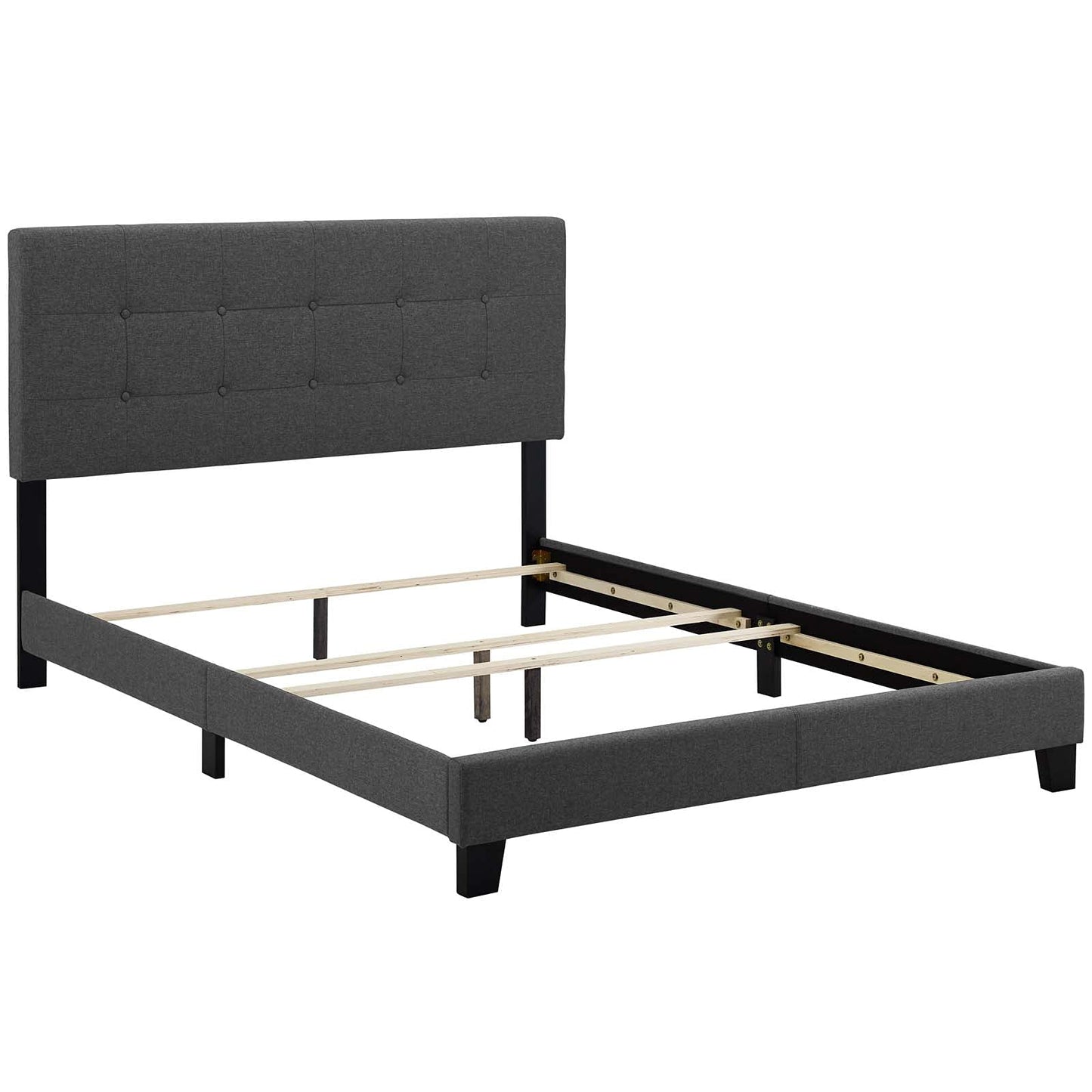 Bed | CasaFoyer Amira King Bed | Ultimate Comfort & Style | Button-Tufted Headboard | Sturdy Wood Frame & Legs | Non-Marking Foot Caps | Accommodates Various Mattress Types | 800 lbs Weight Capacity | Gray | casafoyer.myshopify.com