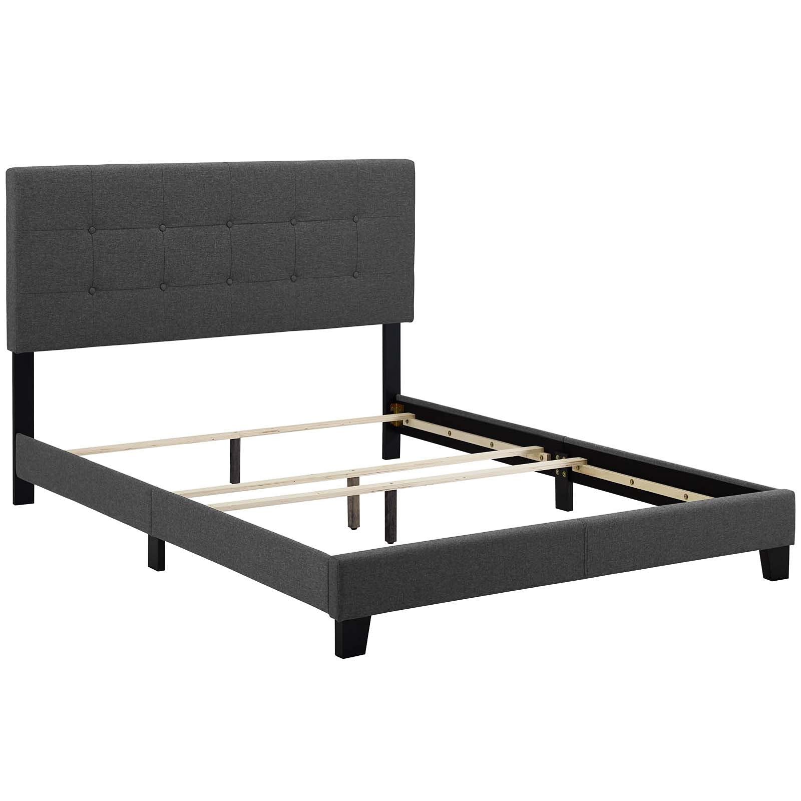 Bed | CasaFoyer Amira King Bed | Ultimate Comfort & Style | Button-Tufted Headboard | Sturdy Wood Frame & Legs | Non-Marking Foot Caps | Accommodates Various Mattress Types | 800 lbs Weight Capacity | Gray | casafoyer.myshopify.com