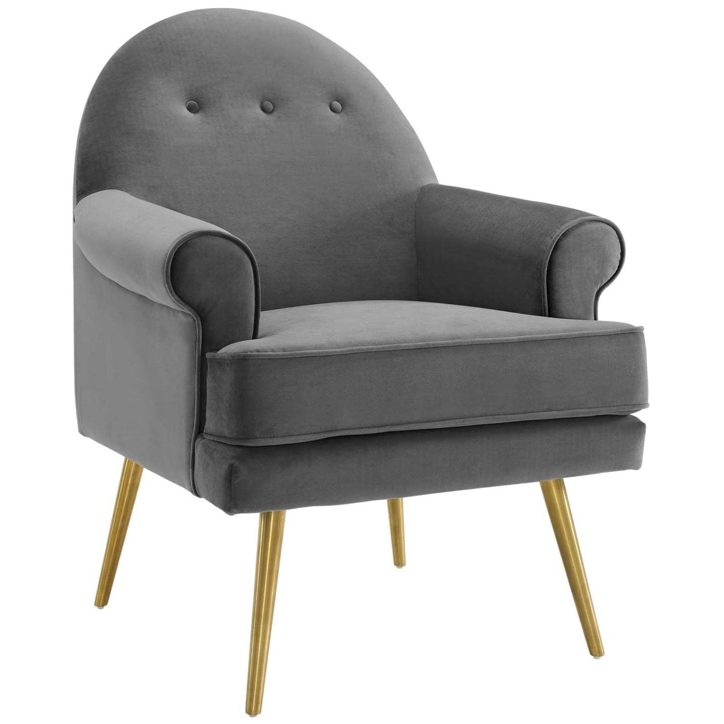 home office desk chairs | CasaFoyer Revive Accent Armchair Set of 2 | Vintage Glam Design | Performance Velvet Upholstery | Gold Stainless Steel Legs | Tufted Button Back | Mid-Century Modern Style | Gray | casafoyer.myshopify.com