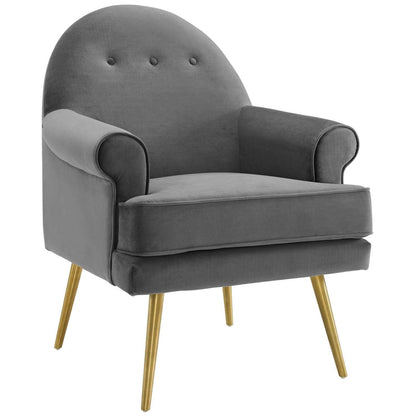 home office desk chairs | CasaFoyer Revive Accent Armchair Set of 2 | Vintage Glam Design | Performance Velvet Upholstery | Gold Stainless Steel Legs | Tufted Button Back | Mid-Century Modern Style | Gray | casafoyer.myshopify.com