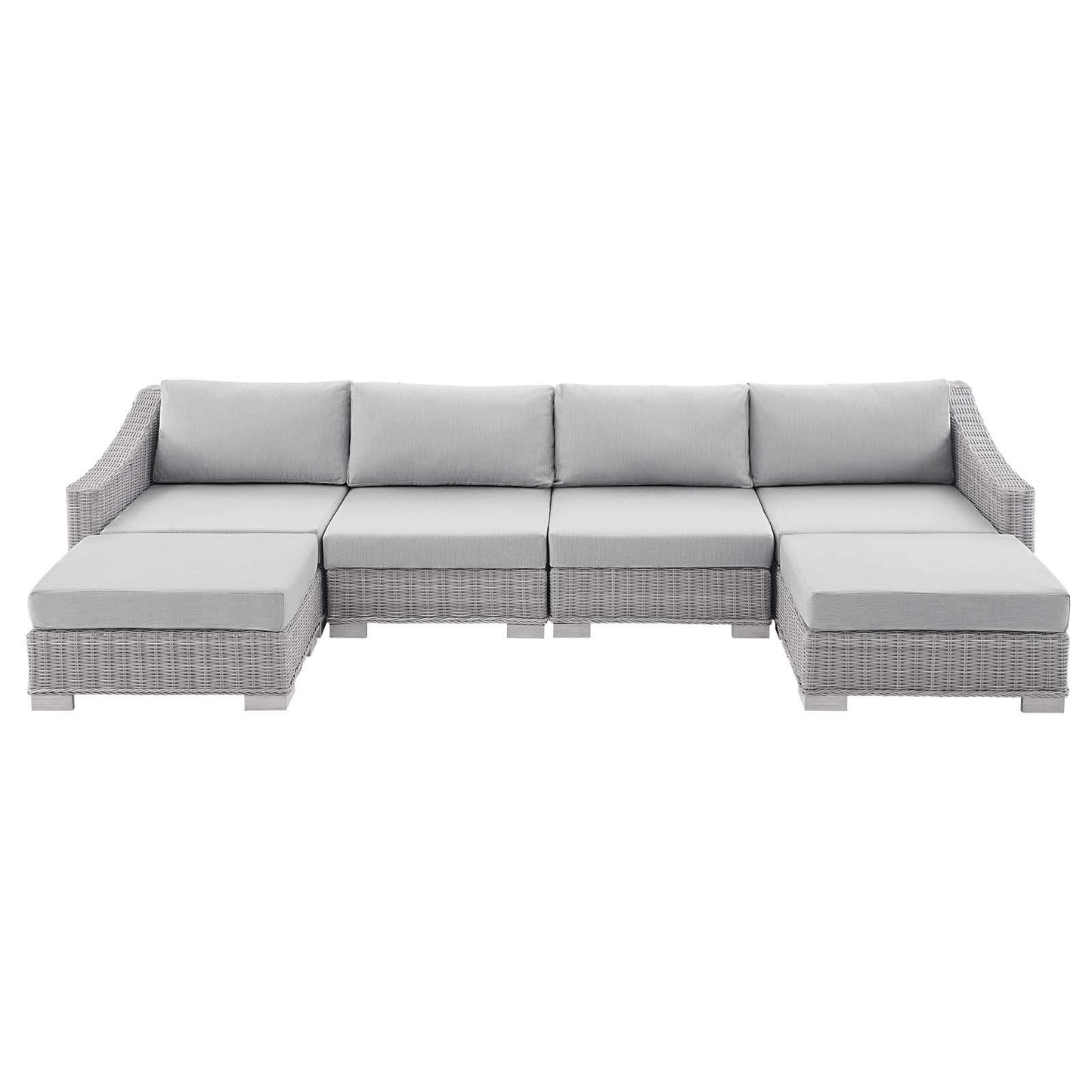 kitchen and dining room sets | CasaFoyer Conway Outdoor Patio Sunbrella Wicker Rattan 6-Piece Furniture Set | Light Gray | UV-Resistant | Water-Resistant | Comfortable Cushions | Durable Frame | casafoyer.myshopify.com