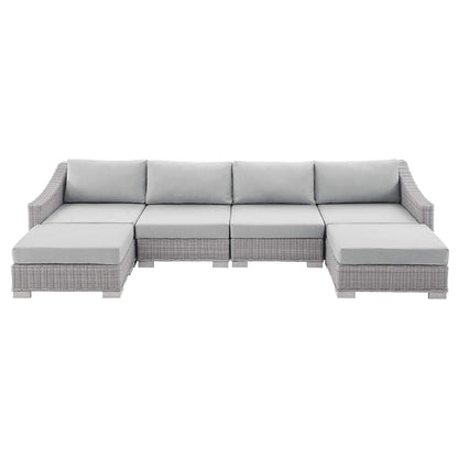 kitchen and dining room sets | CasaFoyer Conway Outdoor Patio Sunbrella Wicker Rattan 6-Piece Furniture Set | Light Gray | UV-Resistant | Water-Resistant | Comfortable Cushions | Durable Frame | casafoyer.myshopify.com