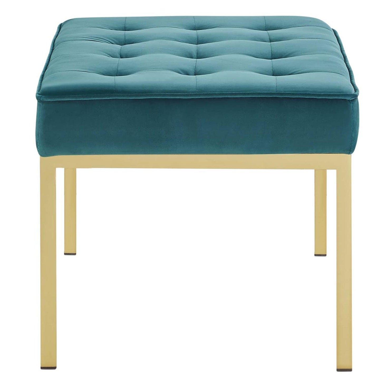 home office desk chairs | CasaFoyer Loft Button Tufted Performance Velvet Accent Bench | Gold Stainless Steel Legs | Medium Size | 300 lb Weight Capacity | casafoyer.myshopify.com