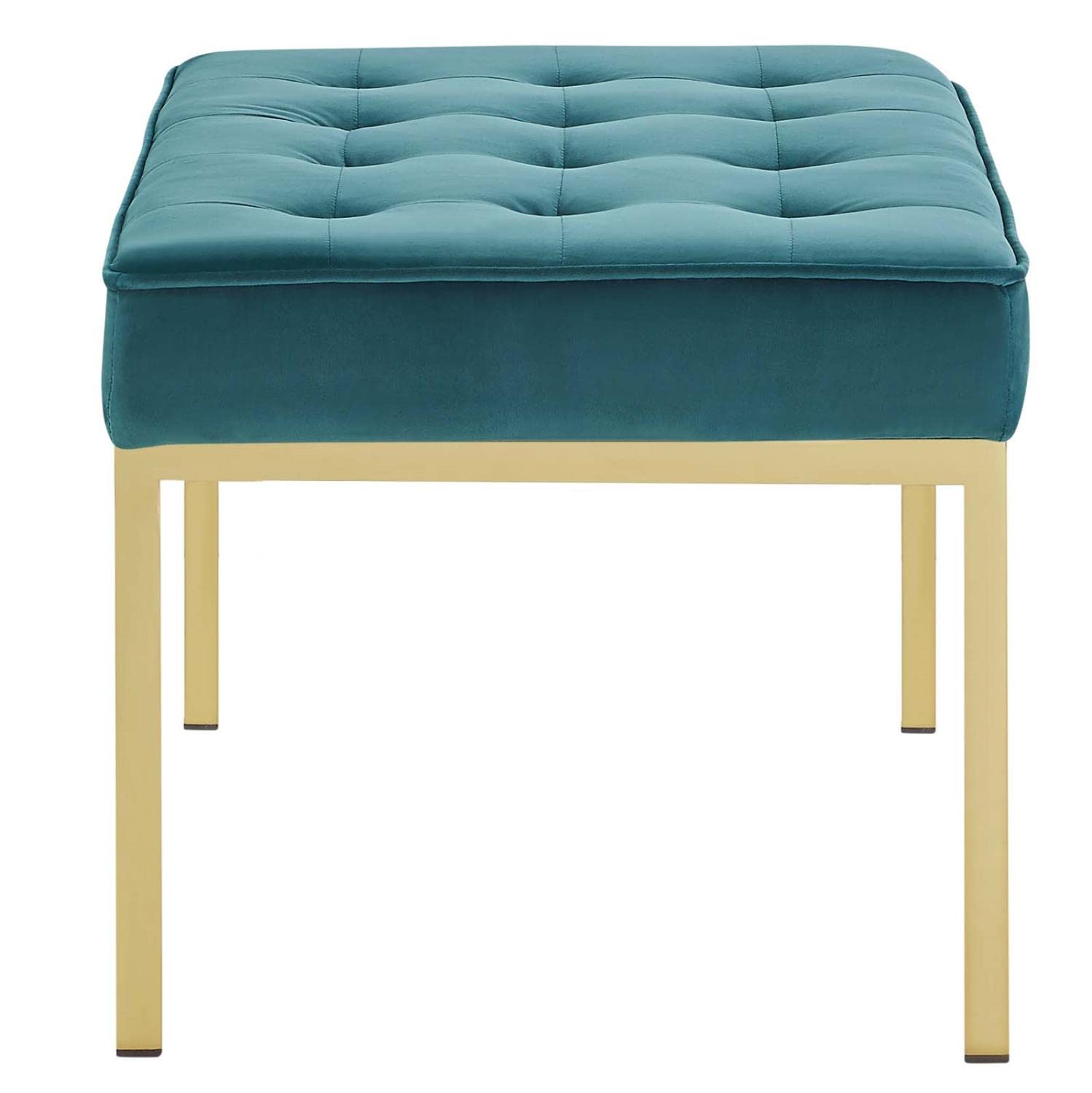 home office desk chairs | CasaFoyer Loft Button Tufted Performance Velvet Accent Bench | Gold Stainless Steel Legs | Medium Size | 300 lb Weight Capacity | casafoyer.myshopify.com