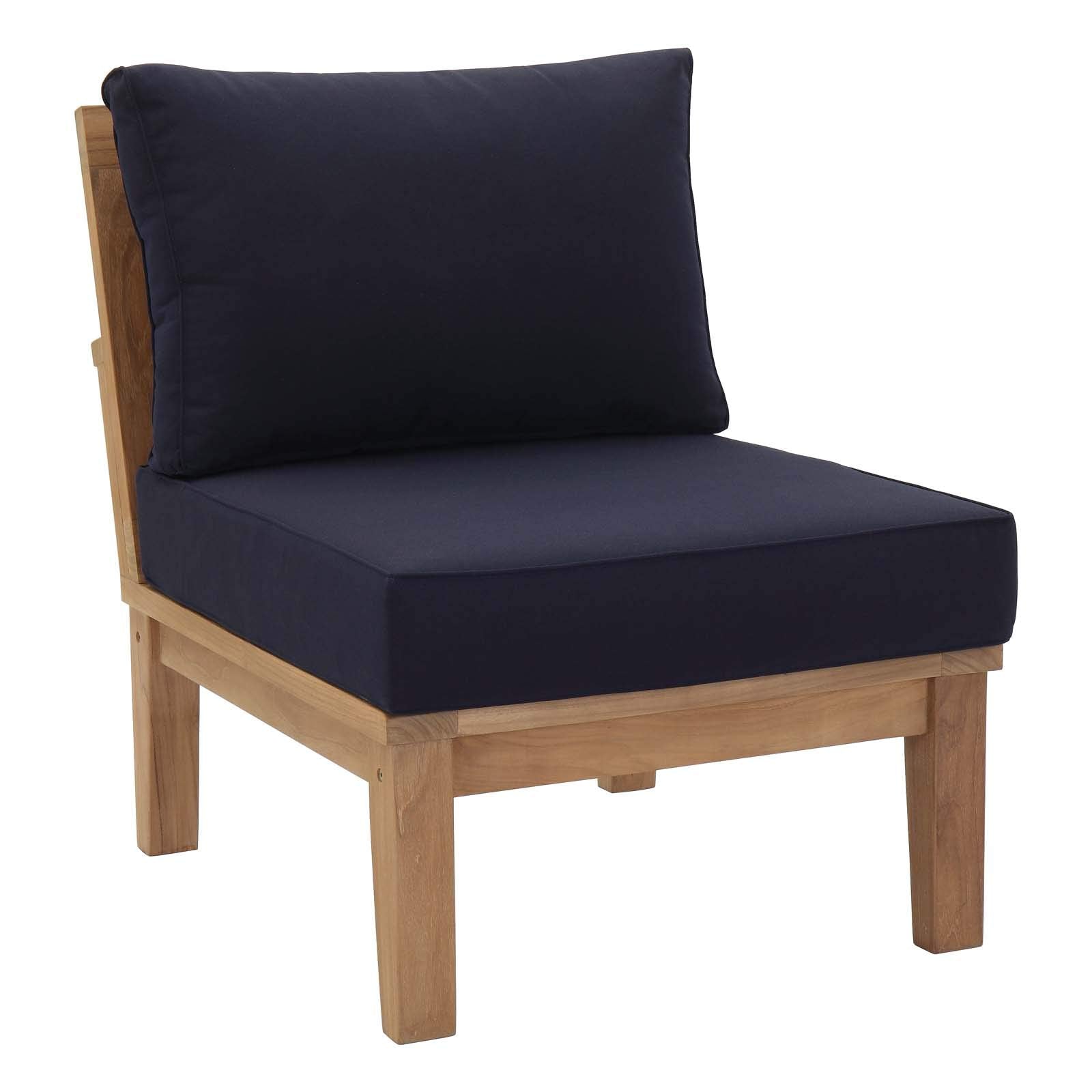 sofas | CasaFoyer Marina Teak Wood Outdoor Patio Armless Sofa Chair | Luxury, Durable, All-Weather Cushions | Modern Design | Easy Assembly | casafoyer.myshopify.com