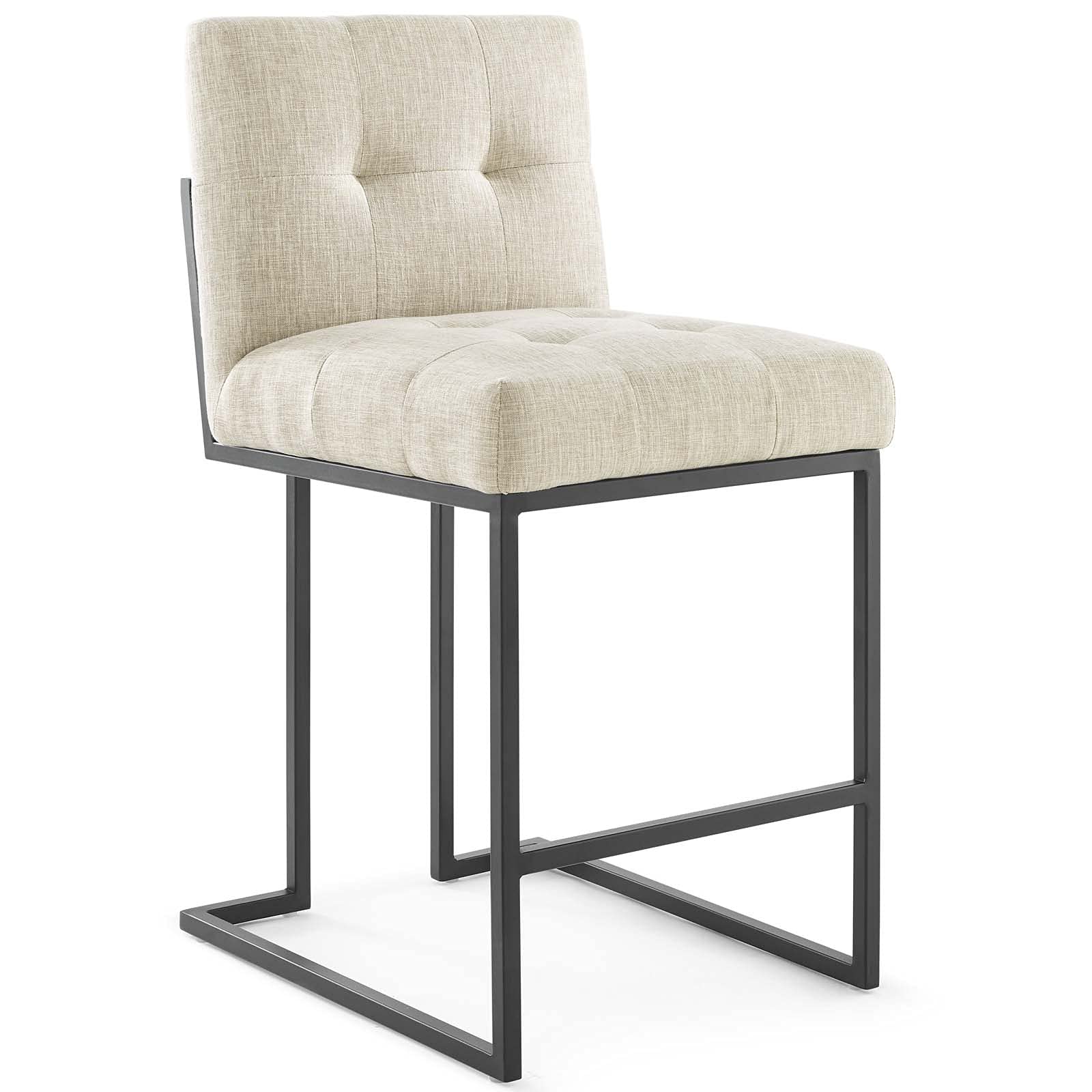 barstools | CasaFoyer Privy Counter Stool Set of 2 | Upholstered Fabric | Matte Black Stainless Steel Base | Sleek & Contemporary Design | casafoyer.myshopify.com