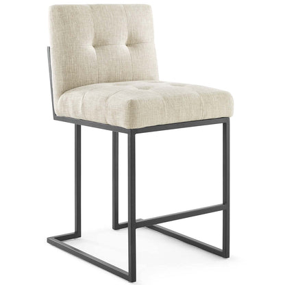 barstools | CasaFoyer Privy Counter Stool Set of 2 | Upholstered Fabric | Matte Black Stainless Steel Base | Sleek & Contemporary Design | casafoyer.myshopify.com