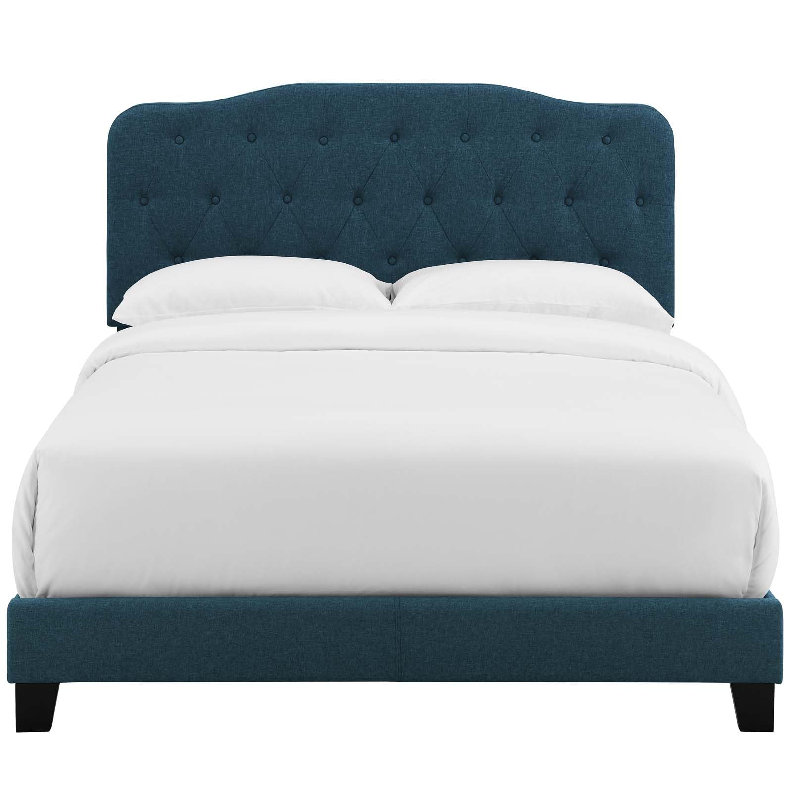 Bed | CasaFoyer Amelia Full Bed | Luxurious Chic Design | Polyester Upholstery | Button-Tufted Headboard | Solid Wood Construction | Non-Marking Wood Legs | Maximum Support | Elegant Curves | Opulent Appearance | casafoyer.myshopify.com