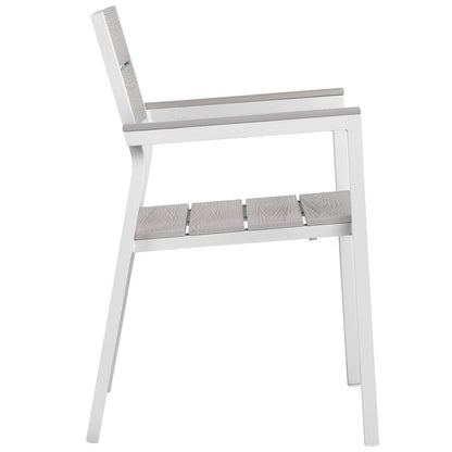 kitchen and dining room sets | CasaFoyer Maine Outdoor Patio Dining Furniture Collection | Synthetic Wood Grain Plank Boards | Powder-Coated Aluminum Frame | Contemporary Design | Includes 28 Dining Table & 2 Armchairs | Ideal for Outdoor Dining & Lounge Areas | casafoyer.myshopify.com