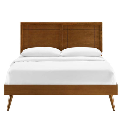 Bed | CasaFoyer Marlee Wood Twin Platform Bed | Modern Design with Retro Touch | Window Pane Headboard | Sturdy & Durable | No Box Spring Needed | Accommodates Various Mattresses | Easy Assembly | Walnut Finish | casafoyer.myshopify.com