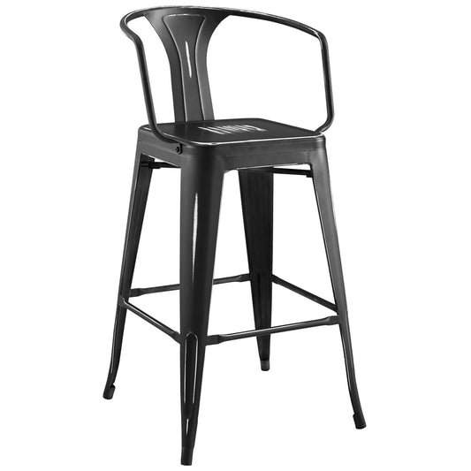 home office desk chairs | CasaFoyer Promenade Arm Metal Bar Stool | Vintage Powder Coated Steel Finish | Industrial Modern Aesthetic | Versatile & Diverse | Enhance Your Bar Experience | casafoyer.myshopify.com