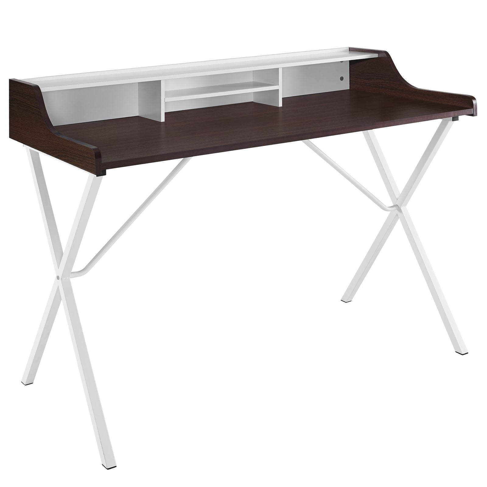 home office desks | Bin Desk | Stylish & Functional Workstation | Easy Access Storage | Wood-Grained Melamine Top | White Metal A-Frame Design | Scratch-Resistant | Contemporary & Traditional Decor | Includes 4 Foot Pads | casafoyer.myshopify.com