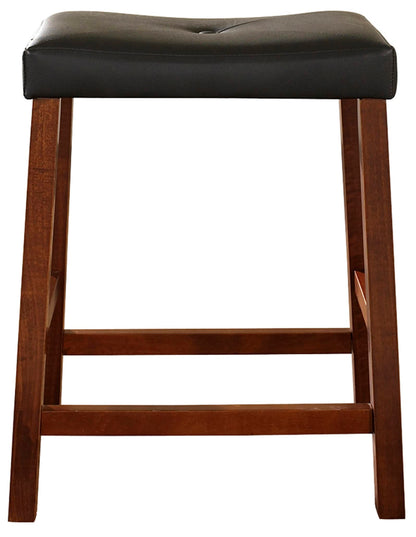 Dining Table | Upholstered Saddle Seat Stool | Solid Hardwood Construction | Faux Leather PVC Upholstery | 24 Height | Versatile & Stylish Seating | casafoyer.myshopify.com