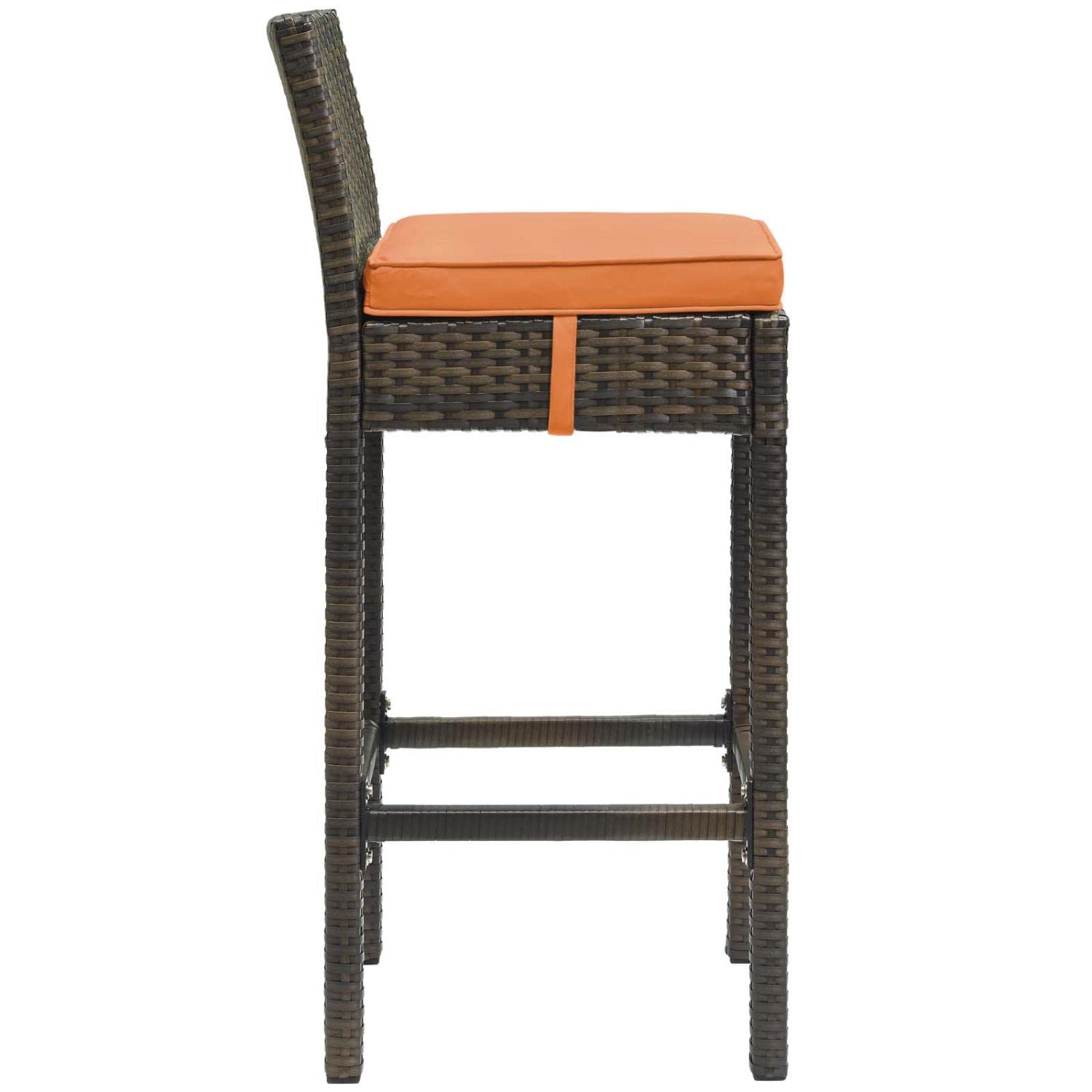 home office desk chairs | CasaFoyer Conduit Outdoor Patio Bar Stool | Stylish Weatherproof Wicker Rattan Design | Comfortable Cushion & Waterproof Cover | Perfect for Outdoor Dining & Entertaining | Brown Orange | casafoyer.myshopify.com