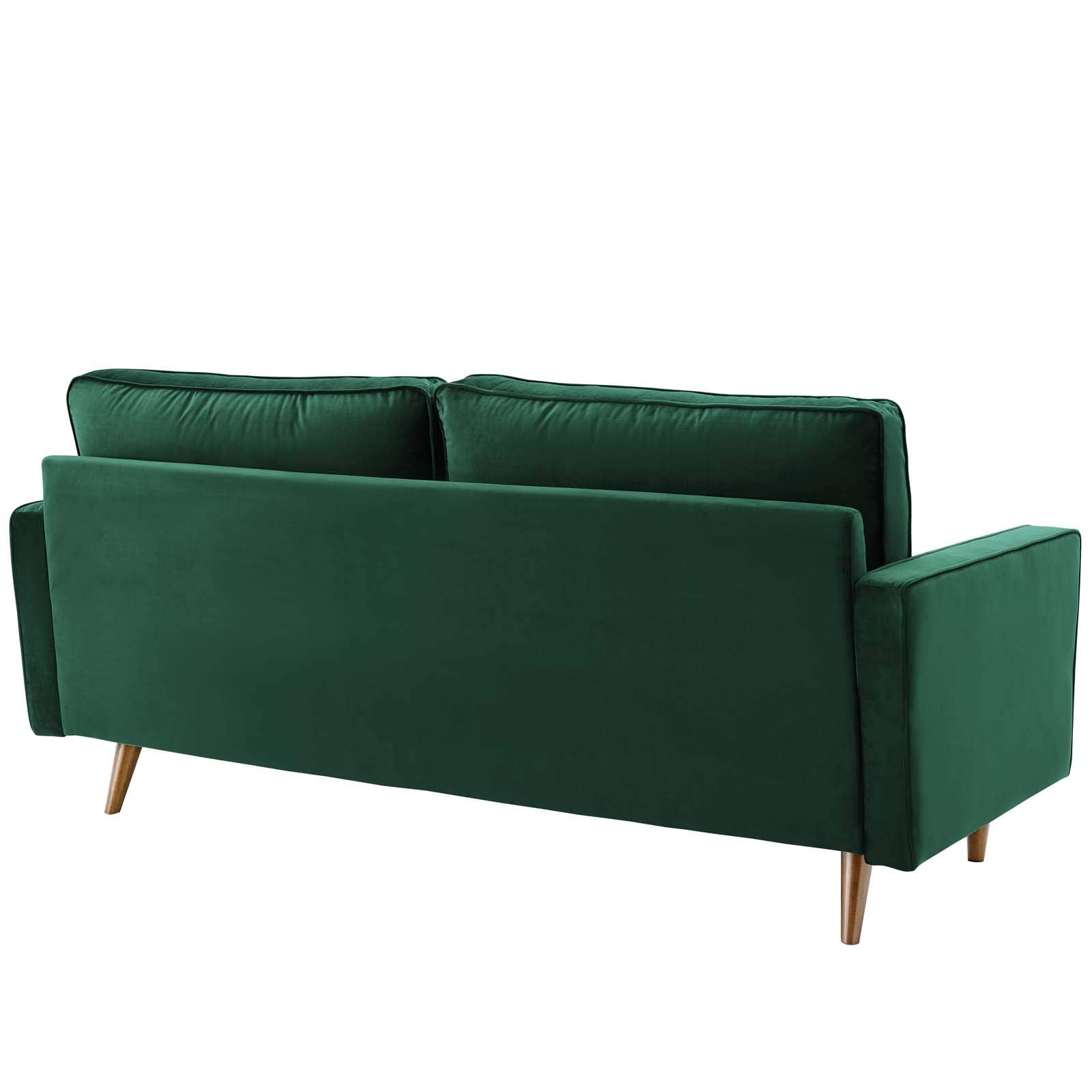 sofas | CasaFoyer Valour Performance Velvet Sofa | Timeless Charm | Stain-Resistant | Comfortable | Walnut Legs | Portable Box | Green | casafoyer.myshopify.com