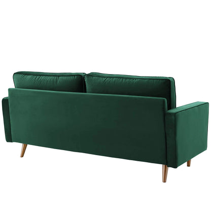 sofas | CasaFoyer Valour Performance Velvet Sofa | Timeless Charm | Stain-Resistant | Comfortable | Walnut Legs | Portable Box | Green | casafoyer.myshopify.com