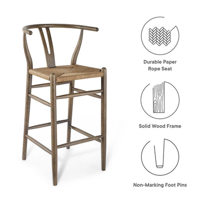 barstools | CasaFoyer Amish Wooden Bar Stool | Rustic Design | Solid Wood Frame | Woven Paper Rope Seat | Fully Assembled | Ideal for Bistro, Bar, Cafe | Weight Capacity 331 lbs | casafoyer.myshopify.com
