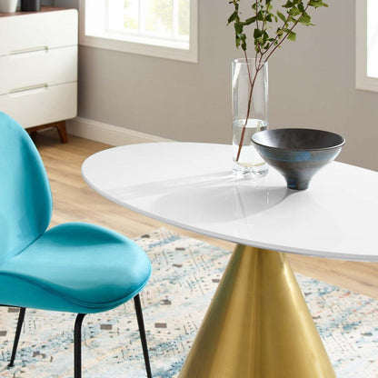 patio dining tables | CasaFoyer Tupelo 48 Dining Table | Modern Style | Mid-Century Charm | Polished Gold Metal Base | Easy to Clean | Non-Marking Ring | Assembly Required | casafoyer.myshopify.com