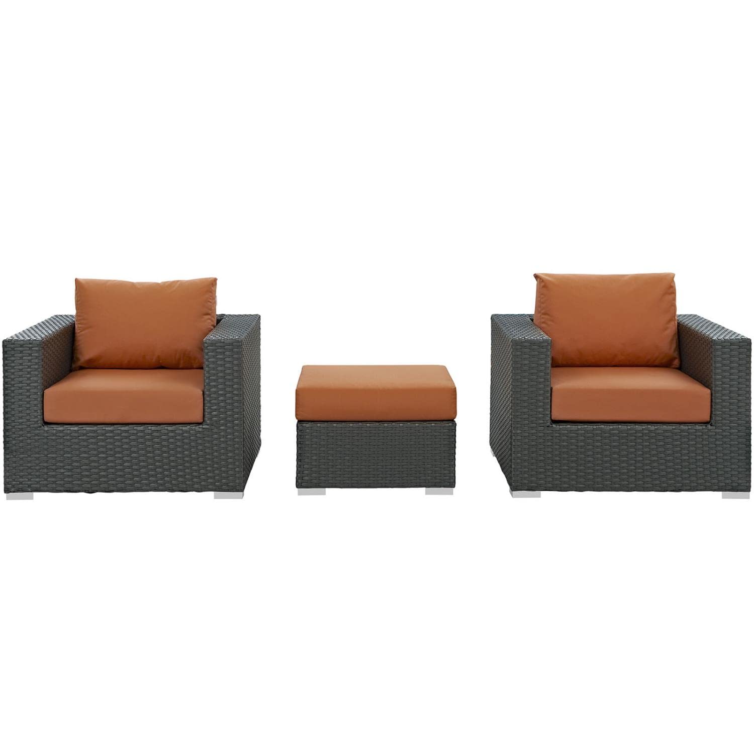 kitchen and dining room sets | CasaFoyer Sojourn Outdoor Patio Furniture Set | Sunbrella Cushions | Rattan Weave | UV Protection | Aluminum Frame | Includes Ottoman & Armchairs | casafoyer.myshopify.com