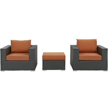 kitchen and dining room sets | CasaFoyer Sojourn Outdoor Patio Furniture Set | Sunbrella Cushions | Rattan Weave | UV Protection | Aluminum Frame | Includes Ottoman & Armchairs | casafoyer.myshopify.com
