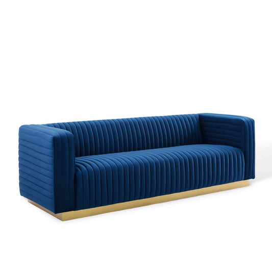 home office desk chairs | CasaFoyer Charisma Channel Tufted Performance Velvet Sofa | Vintage Glamour Design | Stain-Resistant Fabric | Luxurious Seating | Gold Stainless Steel Base | casafoyer.myshopify.com
