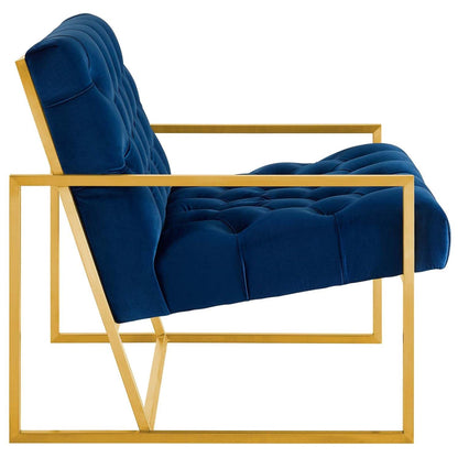home office desk chairs | CasaFoyer Bequest Performance Velvet Accent Chair | Gold Stainless Steel Frame | Stain-Resistant Velvet | Button Tufted | Fully Assembled | 331 lbs Capacity | casafoyer.myshopify.com