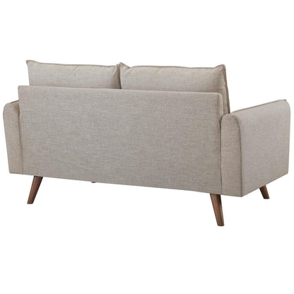 sofas | CasaFoyer Revive Loveseat | Cozy & Refined Design | Soft Fabric Upholstery | Bolster Pillows | Splayed Wood Legs | Perfect for Home or Apartment | casafoyer.myshopify.com