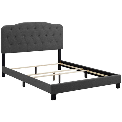 Bed | CasaFoyer Amelia King Bed | Luxurious Upholstered Fabric | Button-Tufted Headboard | Solid Wood Construction | Non-Marking Legs | Supports Various Mattress Types | Elegant and Sturdy | Gray | casafoyer.myshopify.com