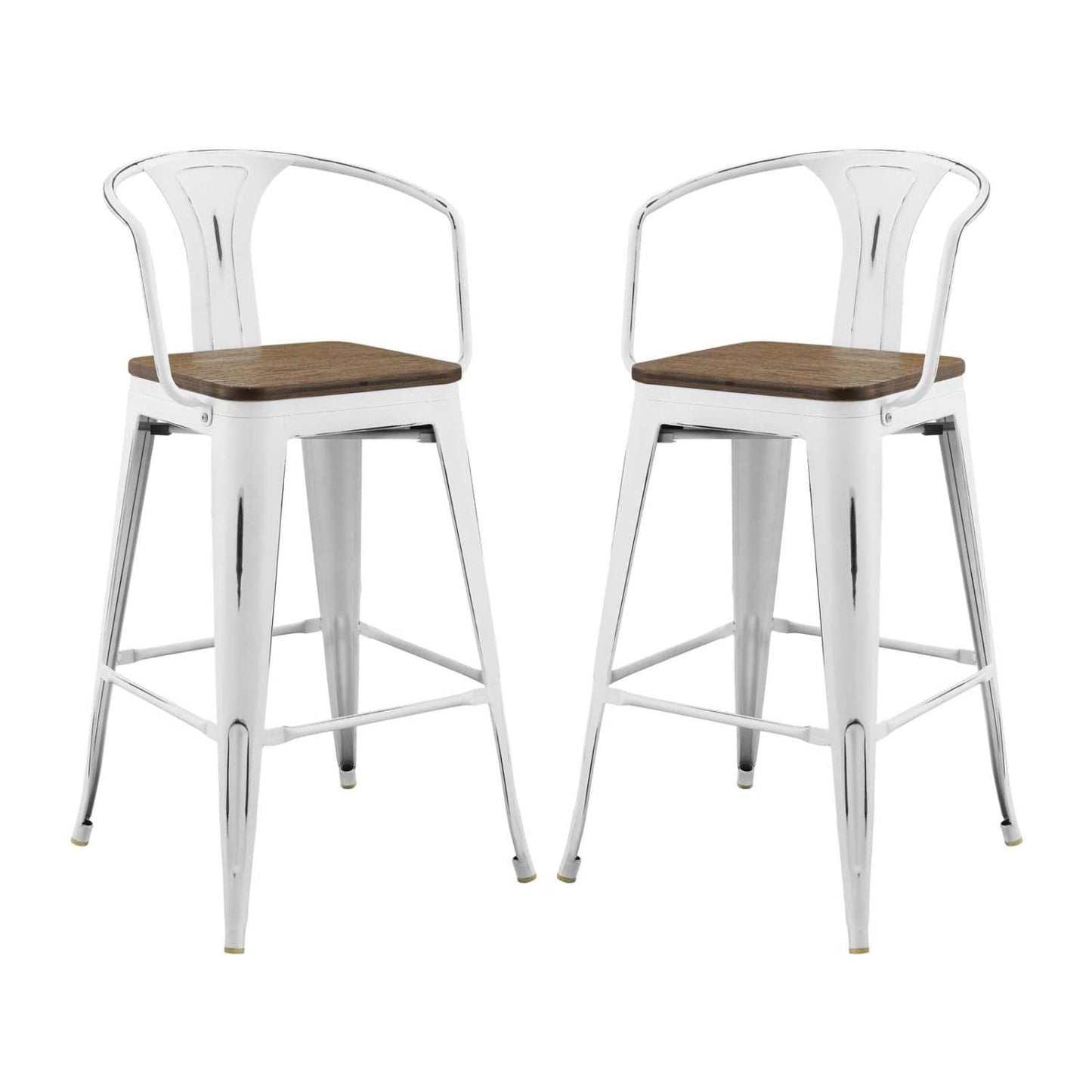 barstools | CasaFoyer Promenade Arm Bamboo & Metal Bar Stool Set | Vintage Steel Finish | Industrial Modern Design | 2 Stools Included | casafoyer.myshopify.com