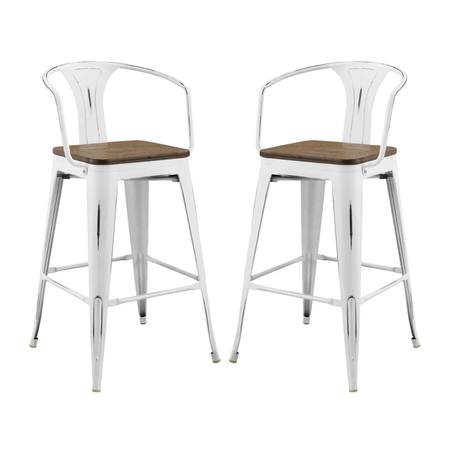 barstools | CasaFoyer Promenade Arm Bamboo & Metal Bar Stool Set | Vintage Steel Finish | Industrial Modern Design | 2 Stools Included | casafoyer.myshopify.com