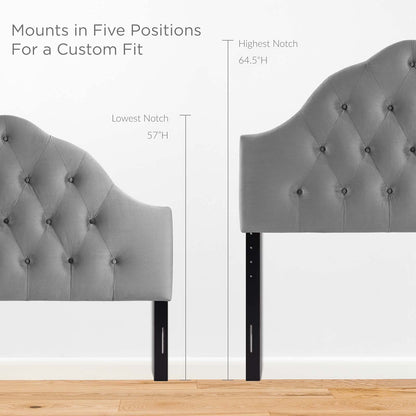 headboards | CasaFoyer Sovereign Performance Velvet Queen Headboard | Elegant Curves | Luxurious Design | High-Quality Plywood | Diamond Tufted | Adjustable Height | Light Blue | casafoyer.myshopify.com