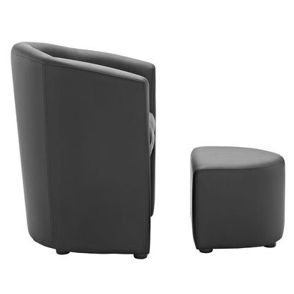 Chair | Divulge Faux Leather Armchair | Self-Storage Ottoman | Sleek & Modern Design | Dense Foam Padding | Soft & Inviting Upholstery | Perfect for Living, Lounge, or Reception Area | Black | casafoyer.myshopify.com