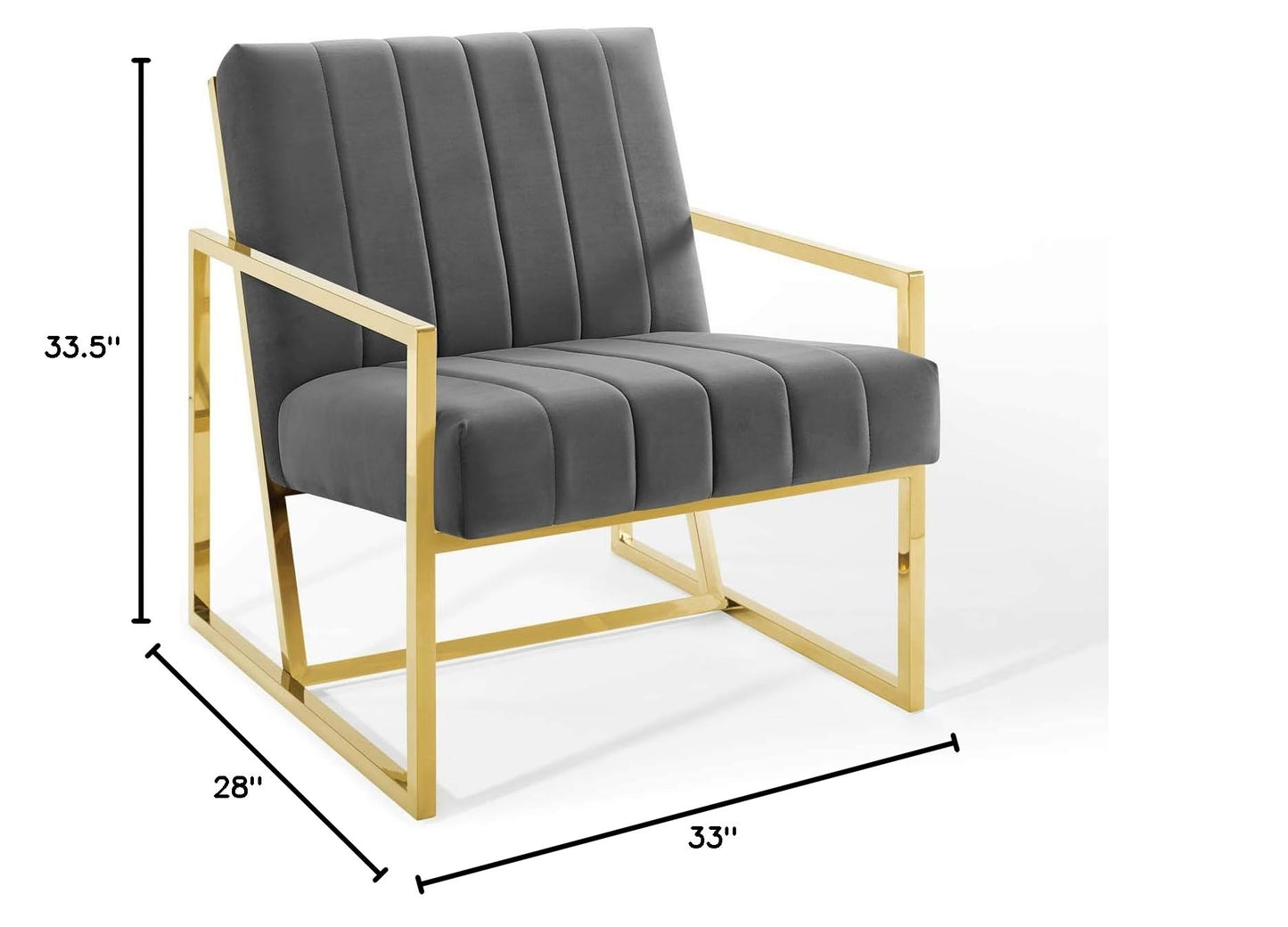 home office desk chairs | CasaFoyer Inspire Channel Tufted Performance Velvet Accent Armchair | Gold Stainless Steel Frame | Foam Padding | Stain-Resistant Upholstery | Non-Marking Foot Caps | 441 lbs Weight Capacity | casafoyer.myshopify.com