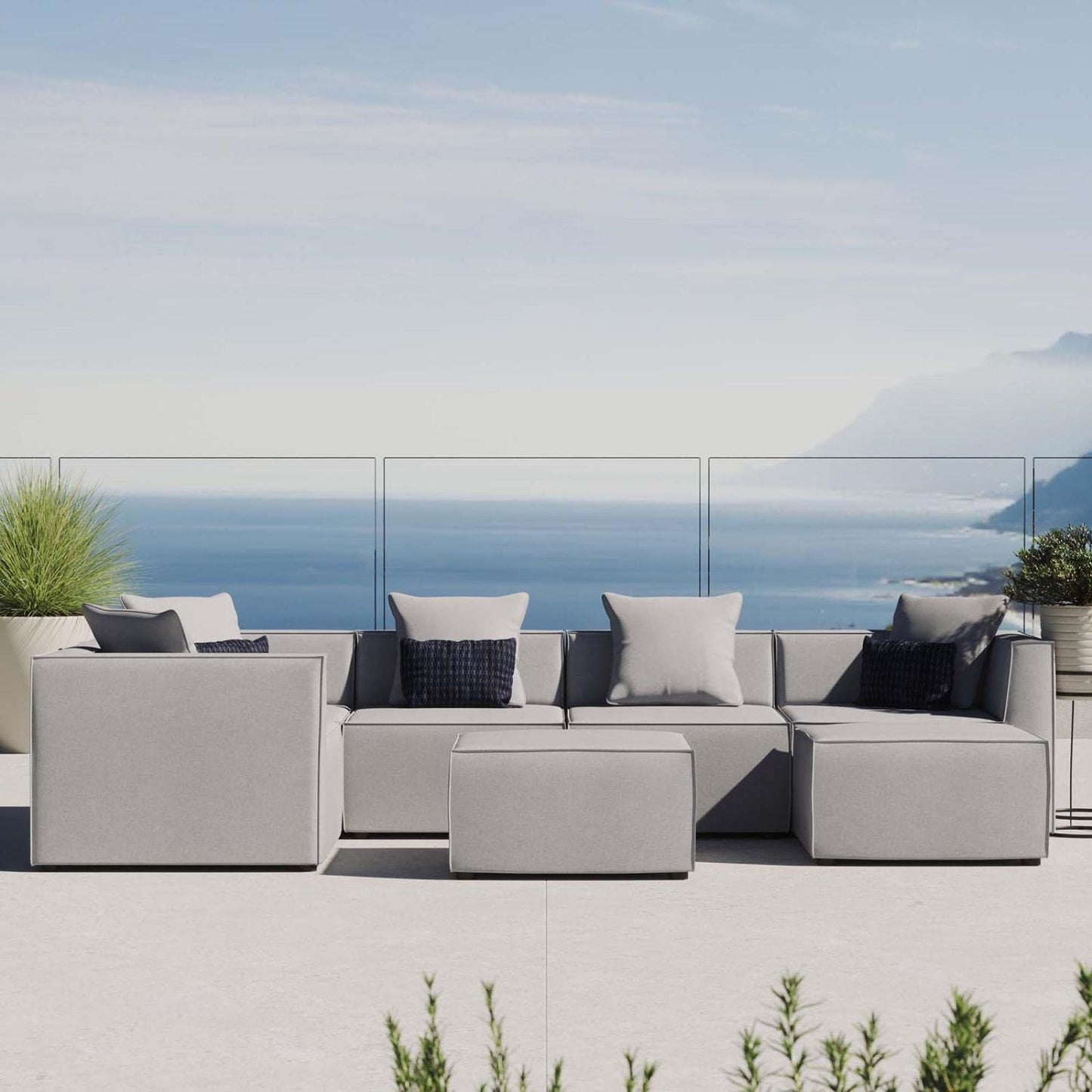 executive chairs | CasaFoyer Outdoor Patio Saybrook Upholstered 7-Piece Sectional Sofa | All-Weather Furniture Set | Water & UV-Resistant | French Piping | Aluminum Frame | Non-Marking Foot Caps | Ideal for Outdoor Gatherings | 300 lbs Weight Capacity | Gray | casafoyer.myshopify.com