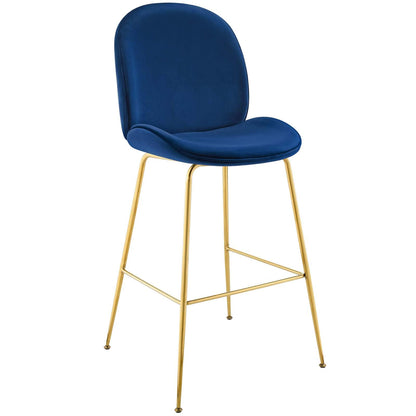 barstools | CasaFoyer Scoop Bar Stool | Vintage Glamour | Gold Stainless Steel Frame | Performance Velvet Upholstery | Padded Seat | Contemporary Design | Pub Height | casafoyer.myshopify.com