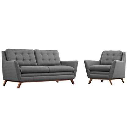 sofas | CasaFoyer Beguile Collection | Mid-Century Style | Upholstered Armchair & Loveseat Set | Gray | casafoyer.myshopify.com