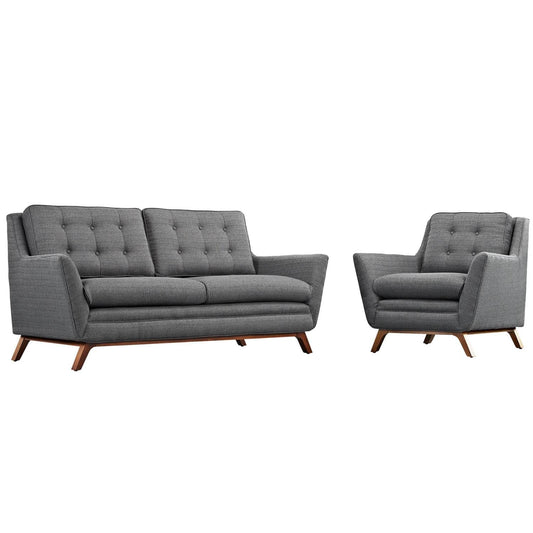 sofas | CasaFoyer Beguile Collection | Mid-Century Style | Upholstered Armchair & Loveseat Set | Gray | casafoyer.myshopify.com