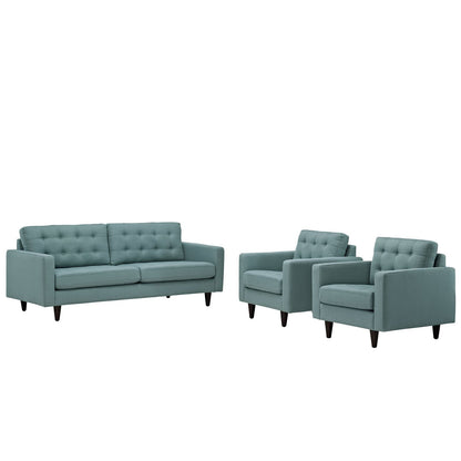 Sofa & chair Sets | Empress Upholstered Sofa | Armchairs Set - Elegant Design | Tufted Buttons | Luxurious Cushions - 1 Sofa, 2 Armchairs | casafoyer.myshopify.com