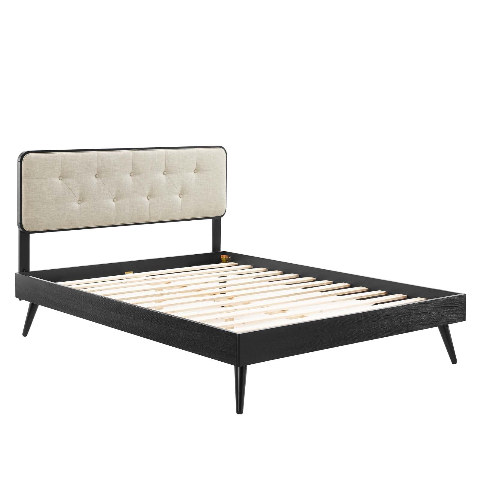 adjustable bed bases | CasaFoyer Bridgette Tufted Wood Full Platform Bed | Retro Charm | Mid-Century Style | Button Tufted Headboard | Durable Wood Frame | Splayed Legs | casafoyer.myshopify.com