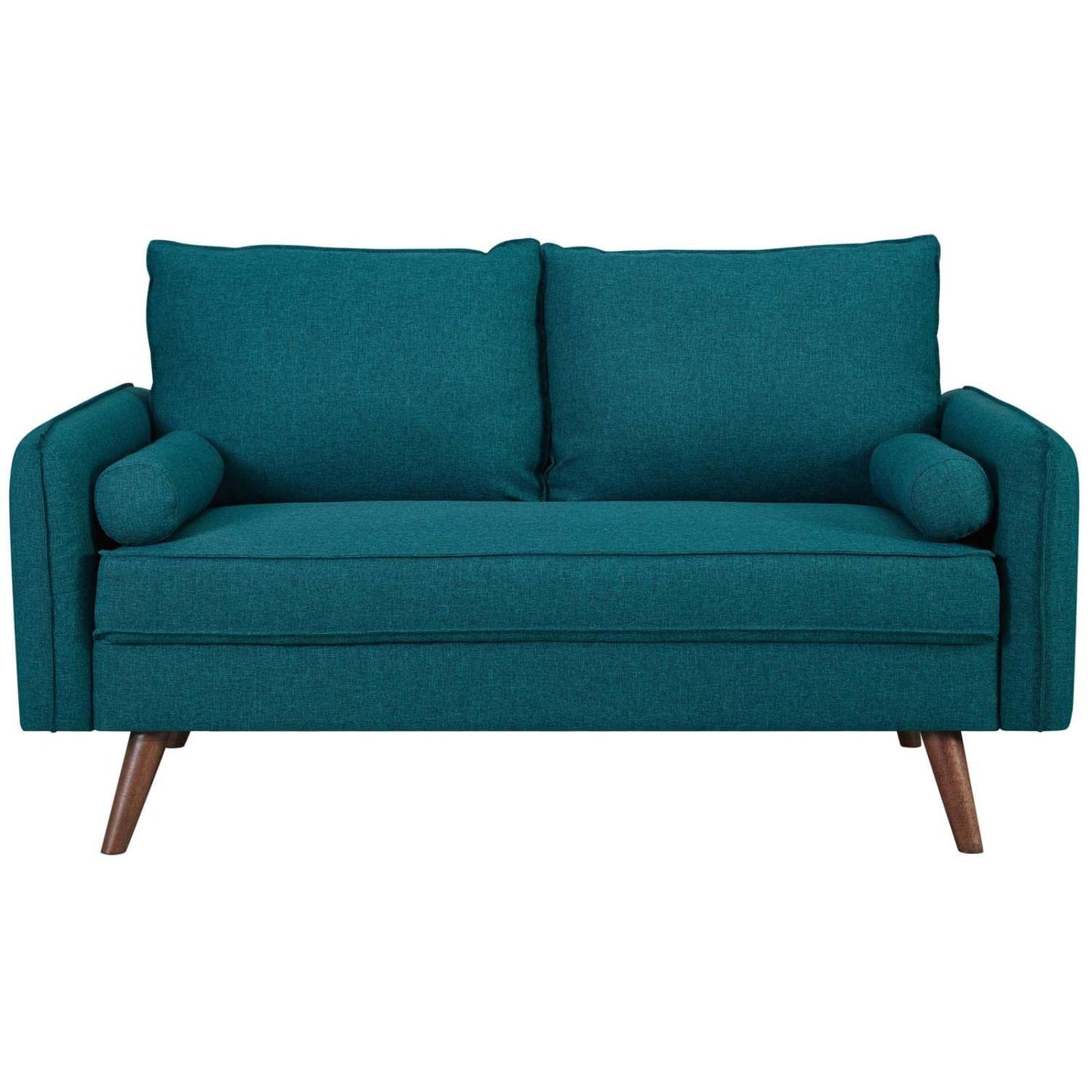 sofas | CasaFoyer Revive Loveseat | Cozy & Refined Design | Bolster Pillows | Vibrant Teal Upholstery | Trendy Splayed Wood Legs | Compact Shipping Box | Perfect for Home or Apartment | casafoyer.myshopify.com